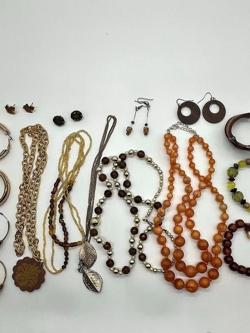 Autumn Earth Tone Nature Leaf Costume Vintage & Modern Jewelry 14 pc Mixed Lot